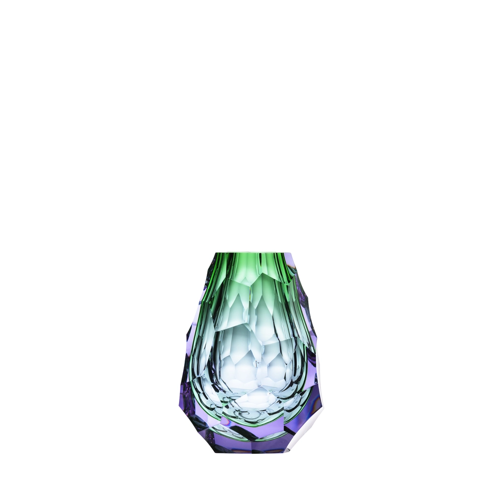 Moser váza podjímaná, broušená, alexandrit zelená, 13 cm