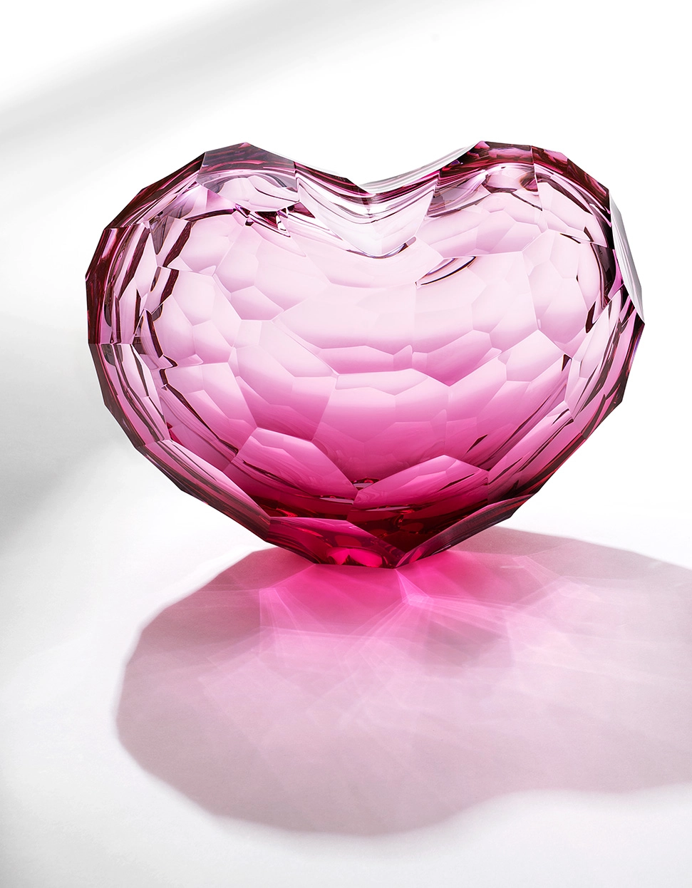 Moser Srdce broušené, podjímané, Růžové 20,5 cm