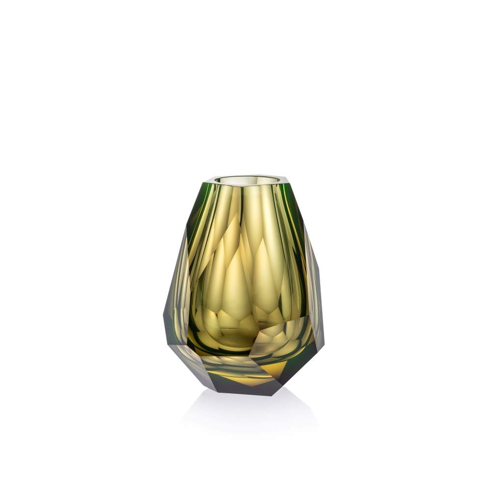 Lukáš Jabůrek váza Smoky, Uranové sklo vrstvené šedou 16 cm