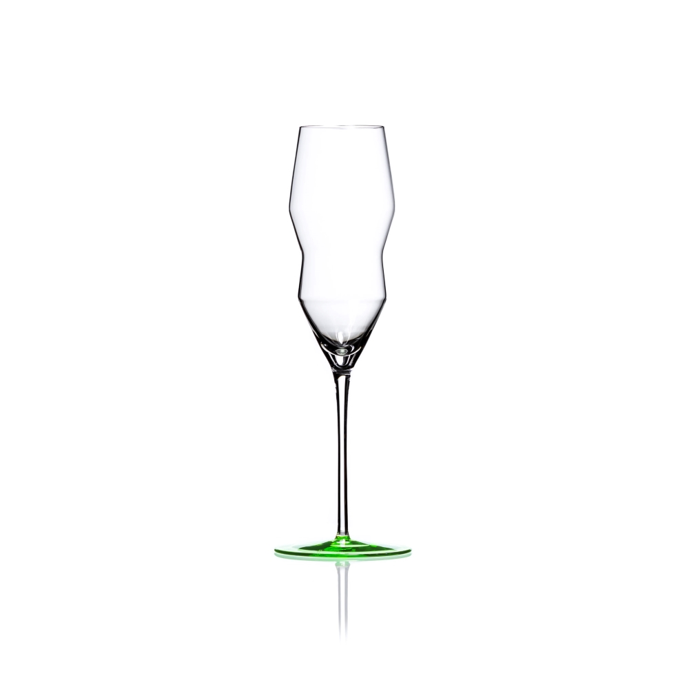 Květná 1794 sklenka na šampaňské, Světle zelená 250 ml